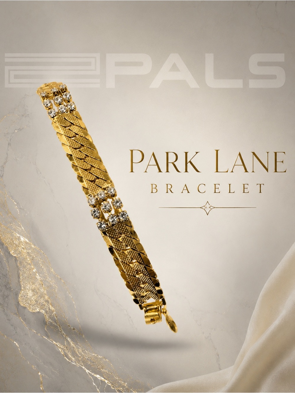 Park Lane Women’s Gold Tone Crystal Statement Bracelet Elegant Glam Sparkle